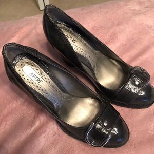 Apt. 9 heels with buckle accent.